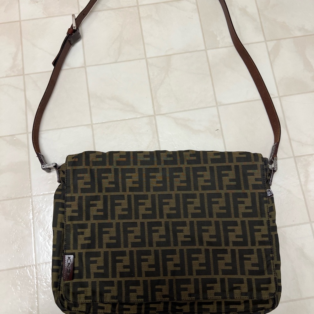 * SOLD * Authentic Fendi Zucca Messenger Crossbody Bag.